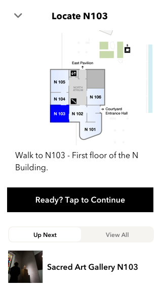 Museum Audio Guide Design - When starting a tour or going to a new gallery on a tour, a static map pops up to assist with wayfinding.