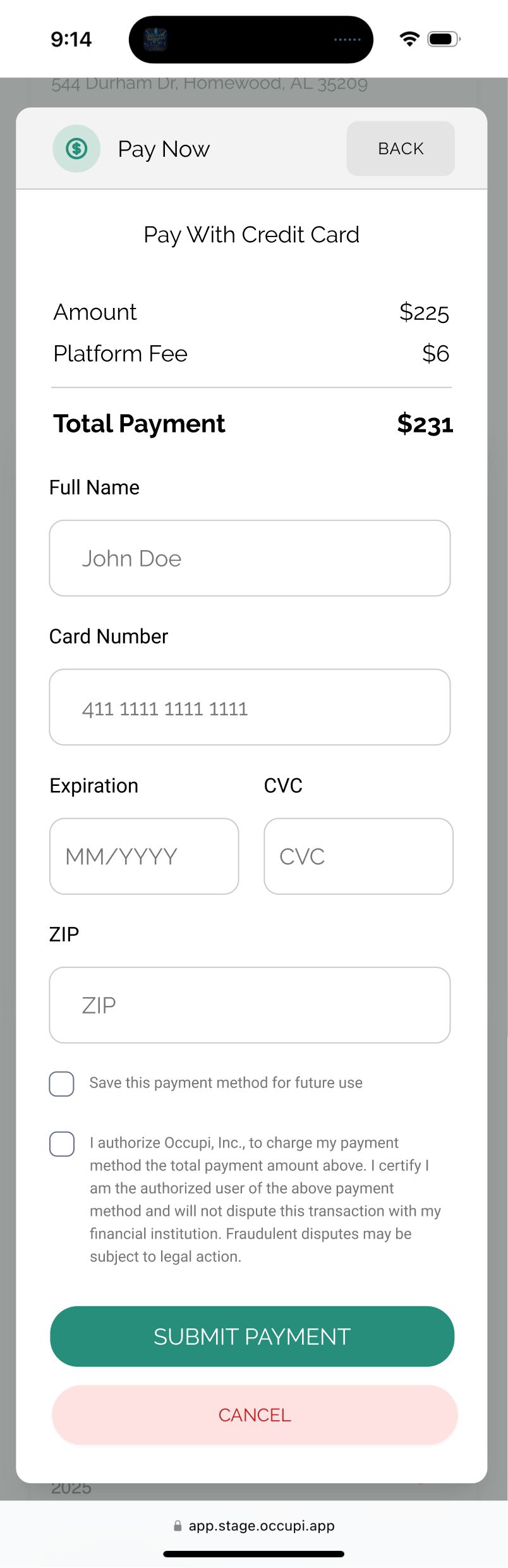 Pay With Credit Card